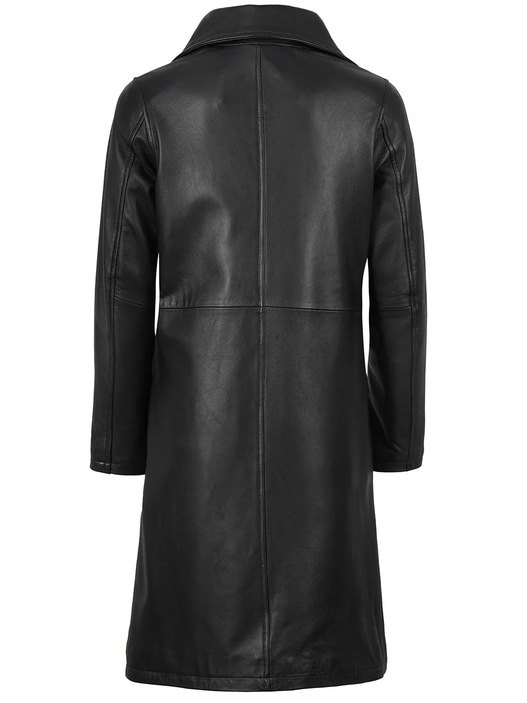Women's 3/4 Length Black Lambskin Leather Coat