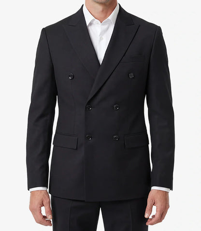 Men's Black Double-Breasted Peak Lapel Two Piece Suit