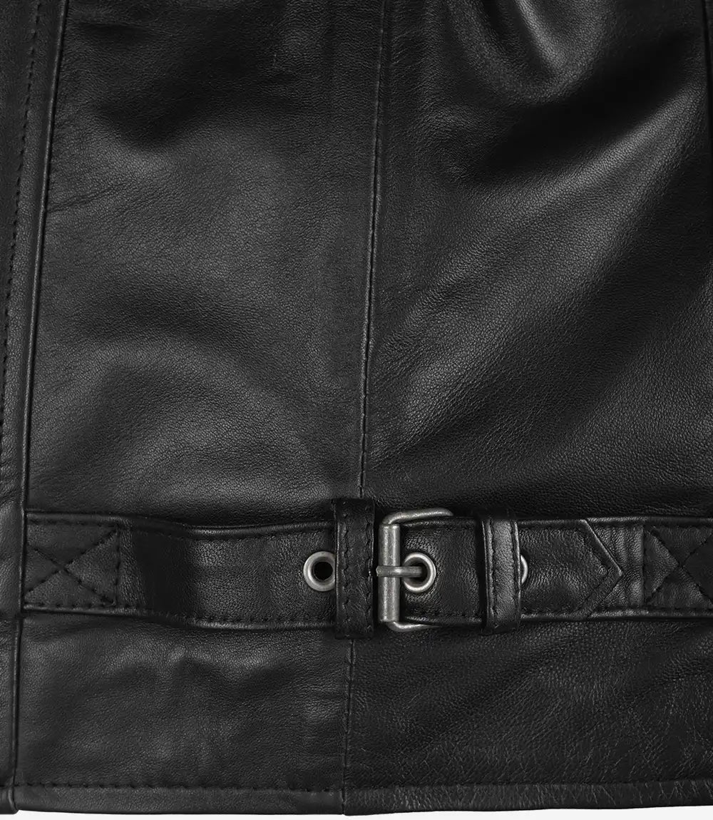 Men's Real Leather Black Biker Style Jacket