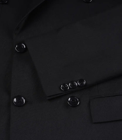 Men's Black Double-Breasted Peak Lapel Two Piece Suit