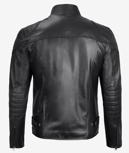 Mens Black Leather Racer Jacket