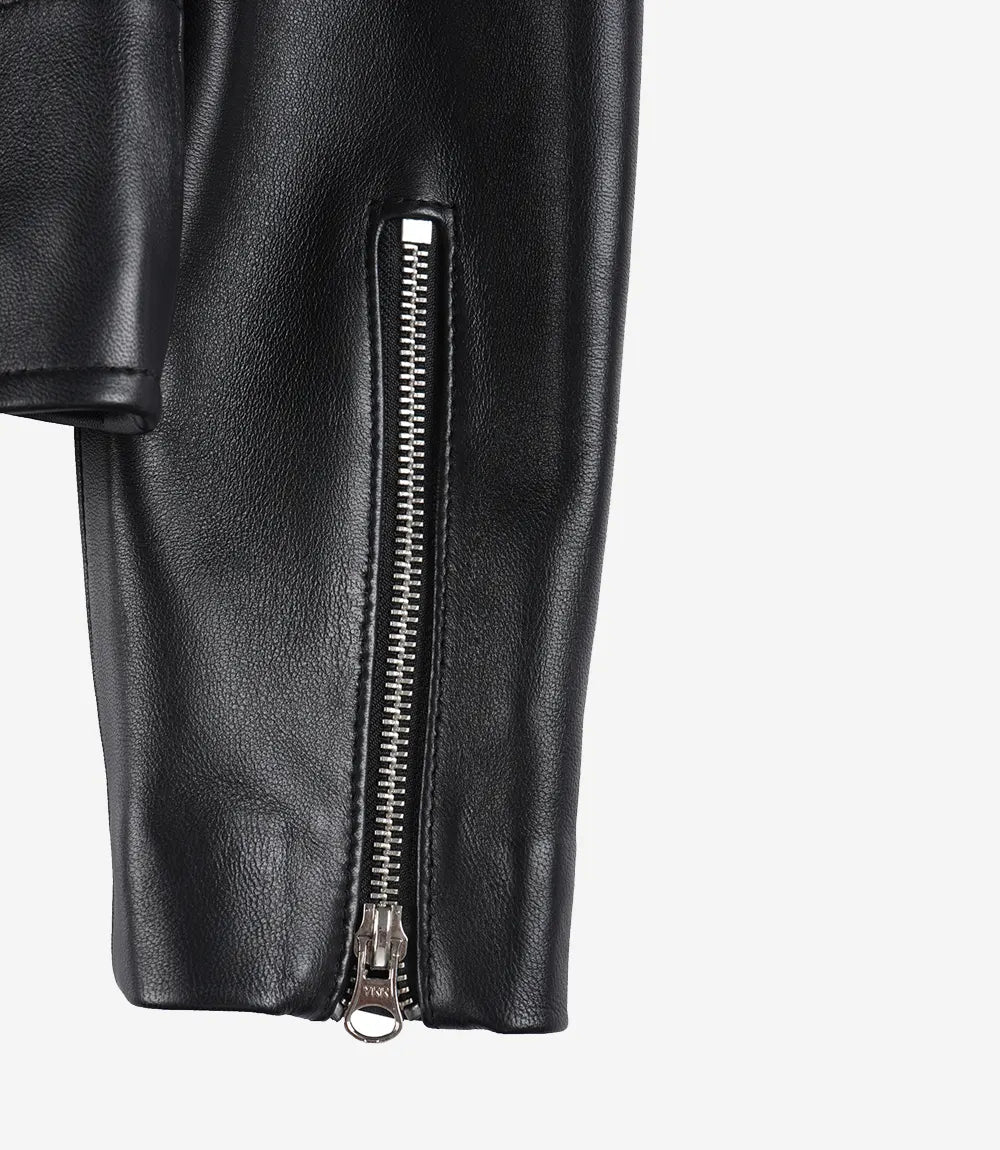 Women's Black Asymmetrical Biker Style Leather Jacket