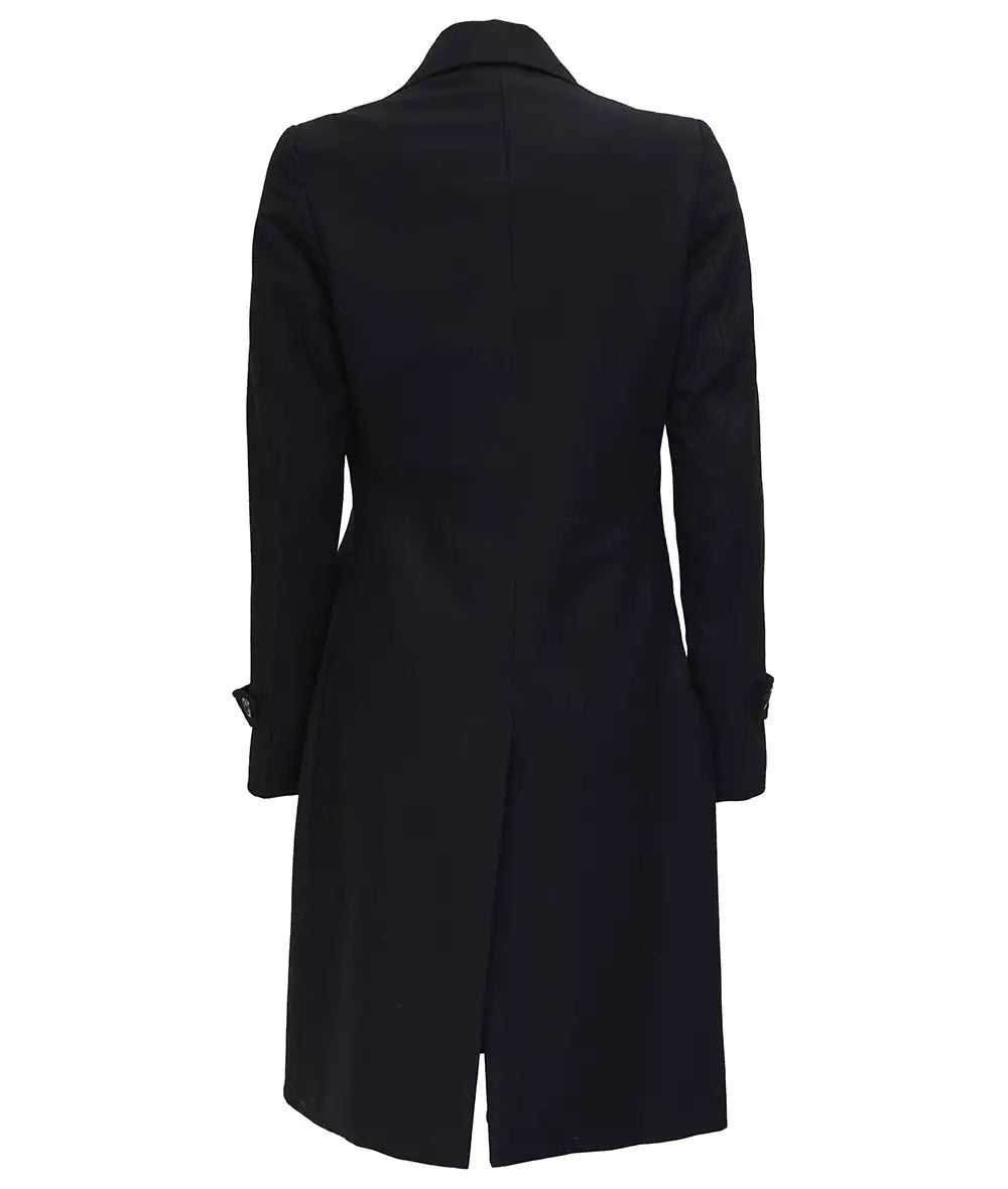 Stephany Women's Double-Breasted Black Wool Coat