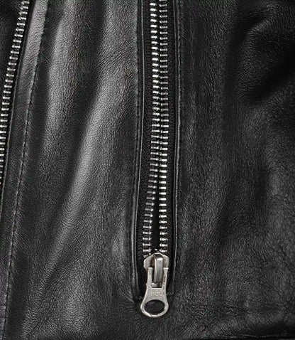 Black Asymmetrical Cropped Leather Jacket for Women
