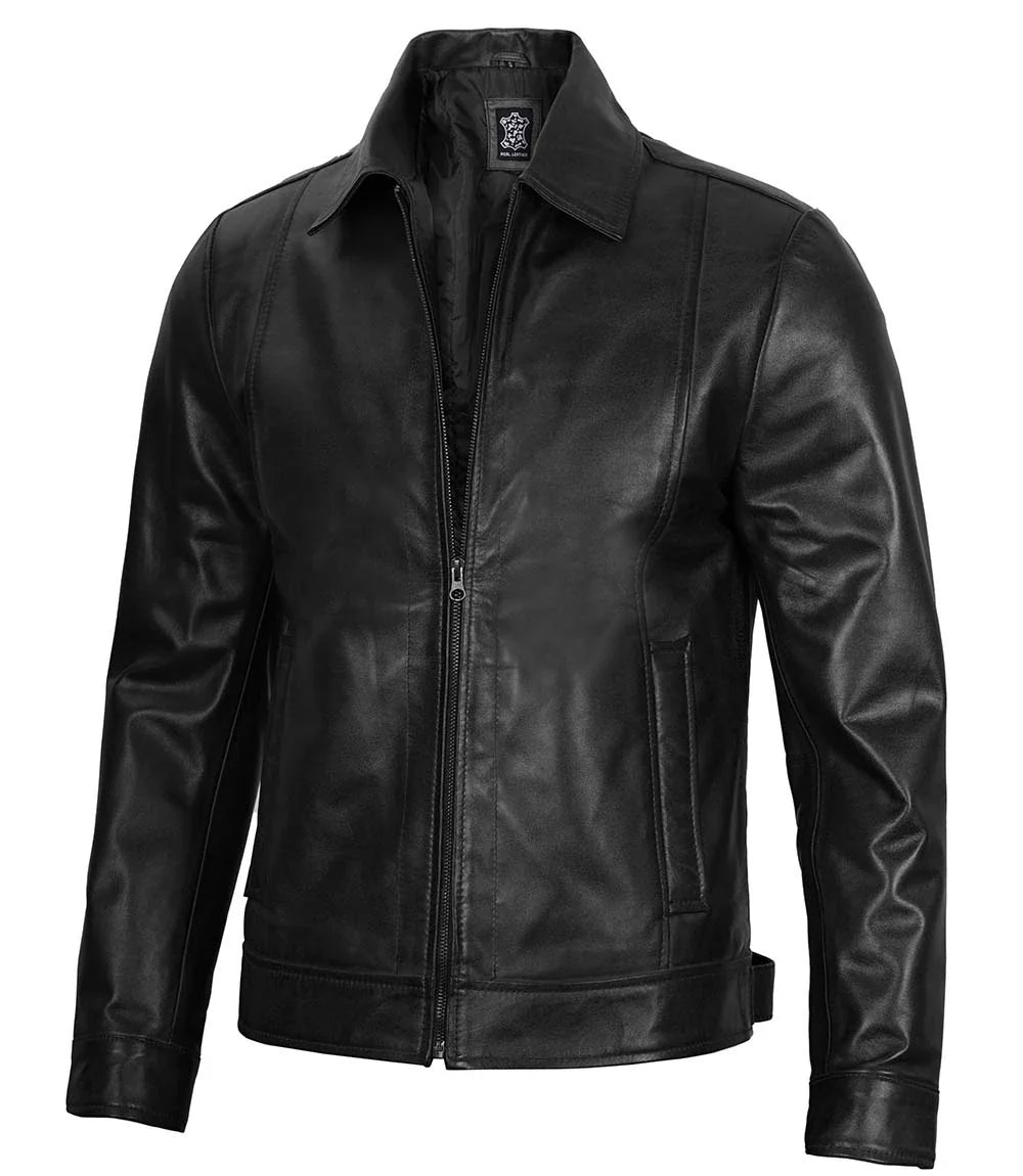 Reeves Men's Black Vintage Leather Jacket