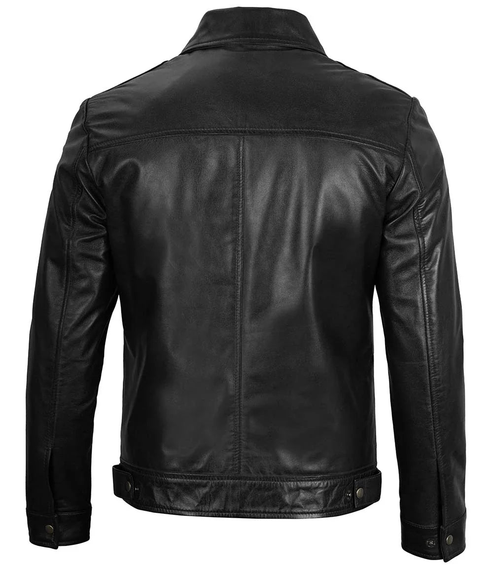 Reeves Men's Black Vintage Leather Jacket