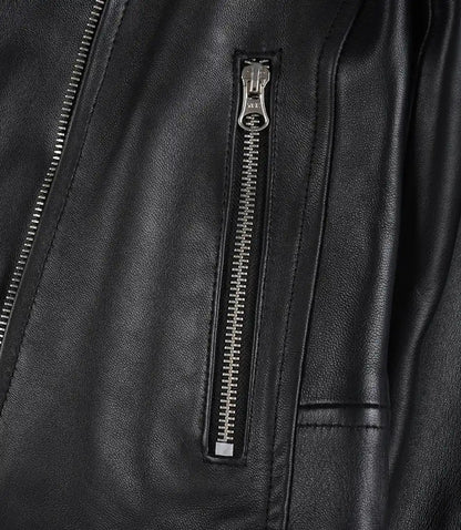 Women's Black Asymmetrical Biker Style Leather Jacket
