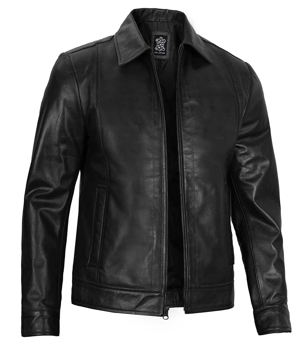 Reeves Men's Black Vintage Leather Jacket