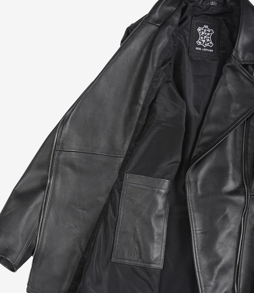 Clarissa Womens Black Peplum Leather Jacket