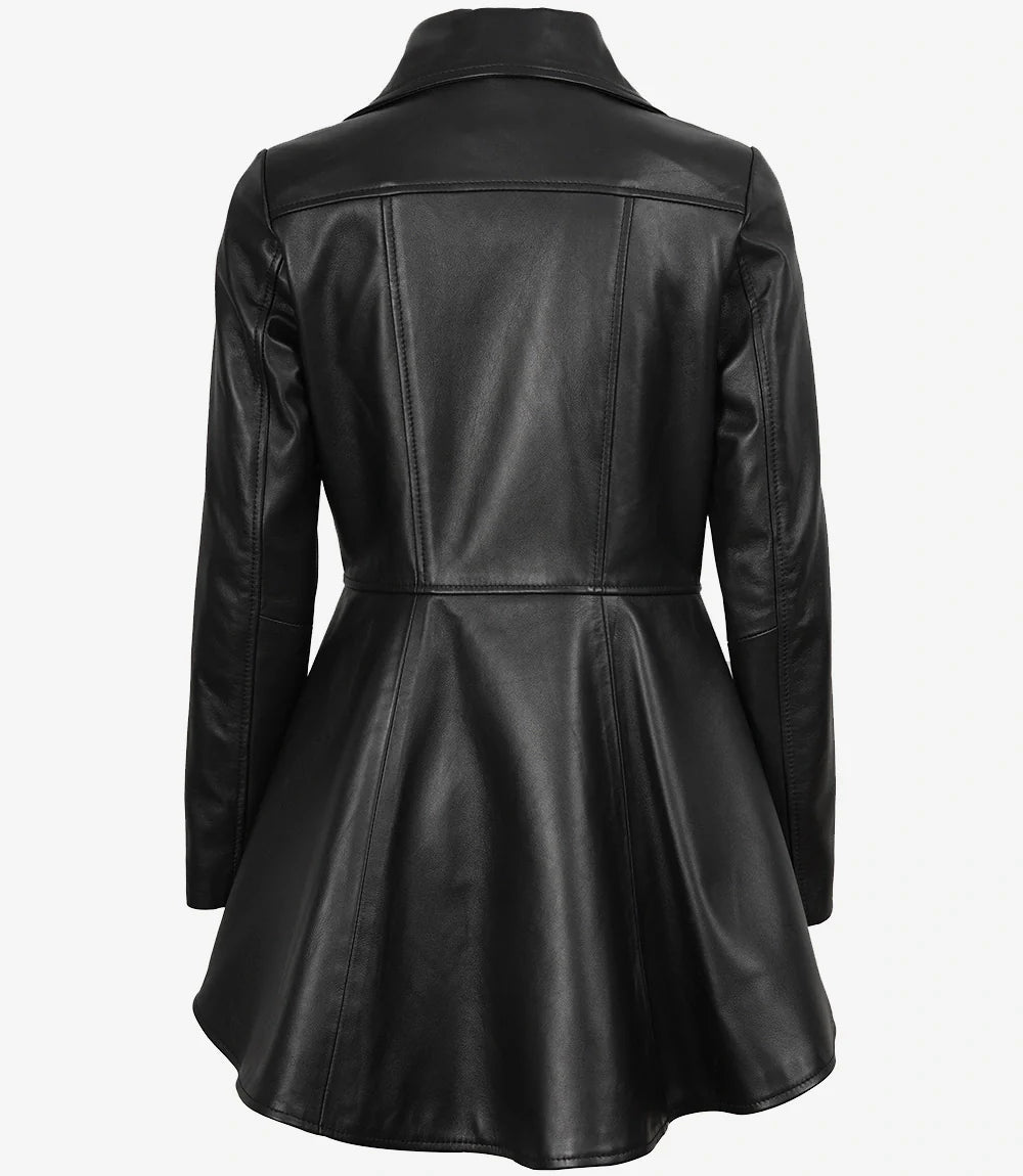 Clarissa Womens Black Peplum Leather Jacket
