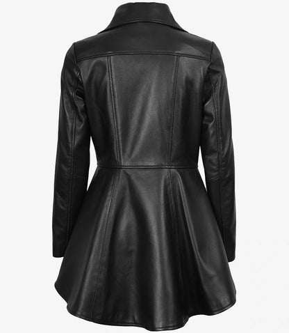 Clarissa Womens Black Peplum Leather Jacket
