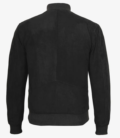 Men's Premium Black Suede Bomber Jacket