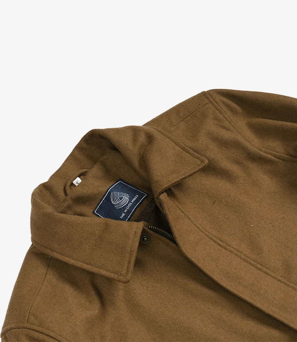 Bradley Mens Camel Brown Wool Utility Jacket