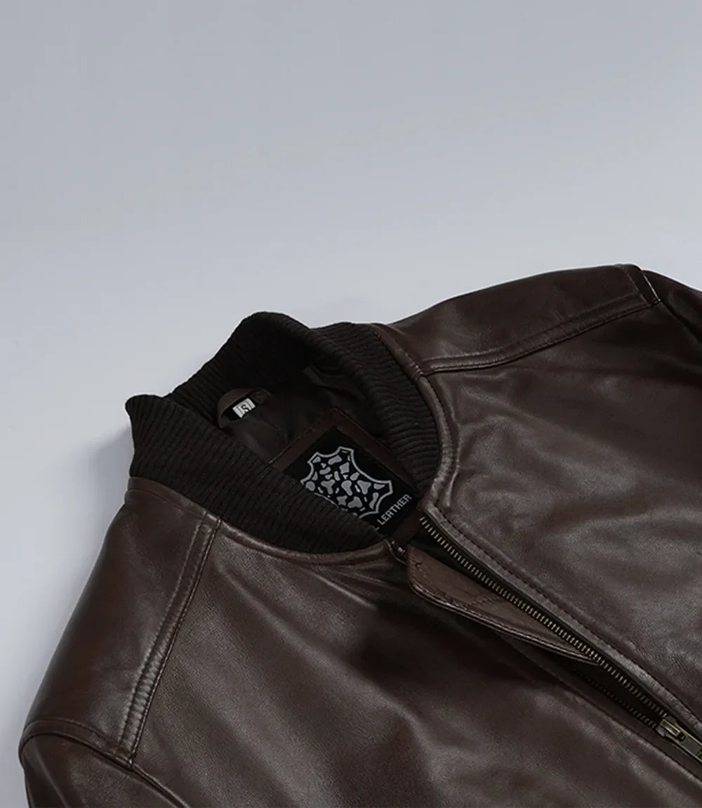 Men's Dark Brown Bomber Leather Flight Jacket