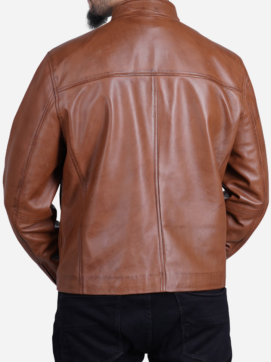 Jakub Men's Distressed Brown Motorcycle Leather Jacket Max Jackets