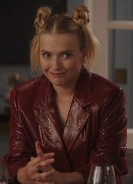 Emily In Paris S03 Camille Maroon Leather Blazer