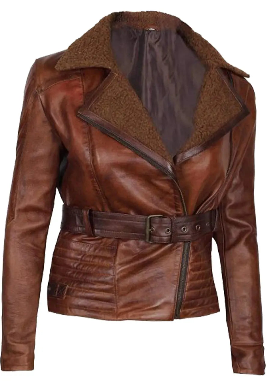 CASSANDRA SHEARLING LEATHER BROWN JACKET Max Jackets