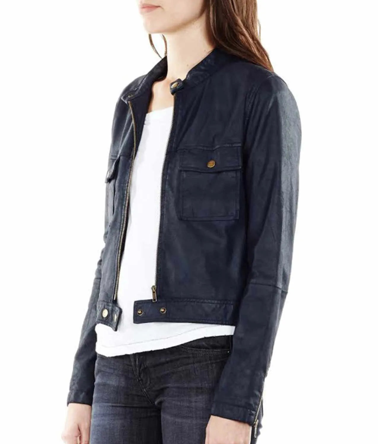 Castle S07 Kate Beckett Blue Leather Jacket Max Jackets