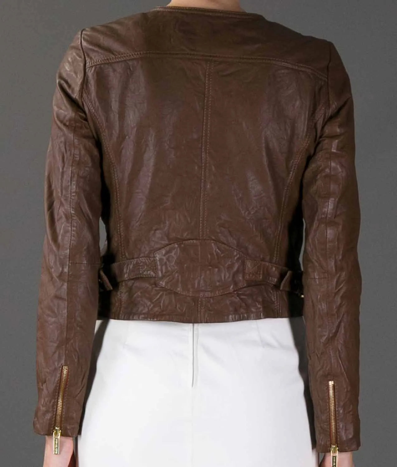 Beauty & The Beast Kristin Kreuk Brown Leather Cropped Jacket Max Jackets