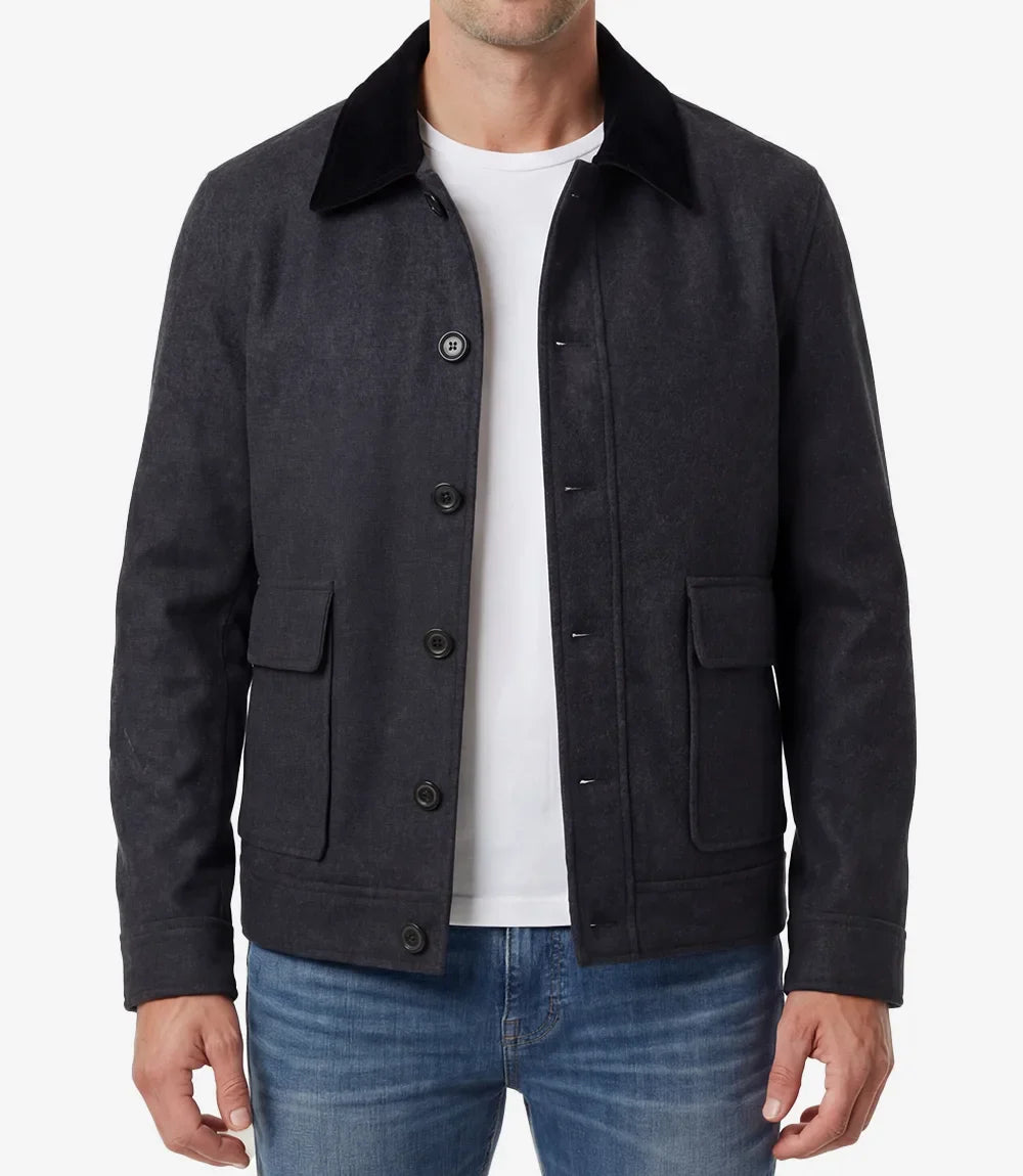 Men's Utility Charcoal Grey Wool Jacket