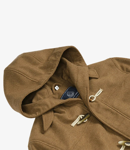 Mens Camel Brown Hooded Duffle Wool Coat