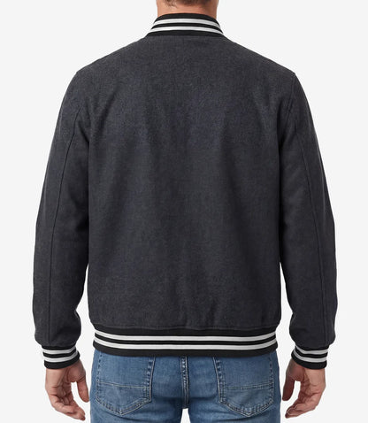 Mens Wool Charcoal Grey Varsity Jacket