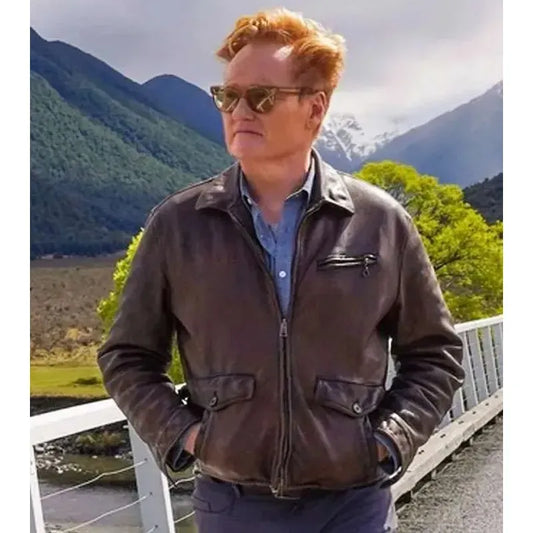 Must Go Conan O’Brien Brown Leather Jacket