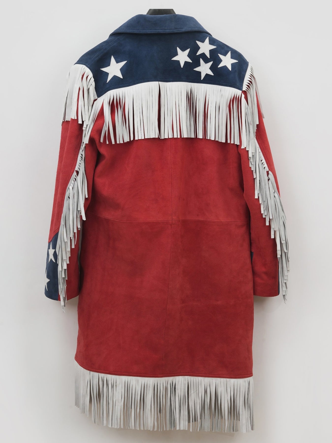 US Flag Cowgirl Vintage Fringe Leather Jacket
