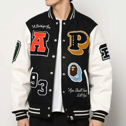 Crazy Bape Patch Varsity Jacket
