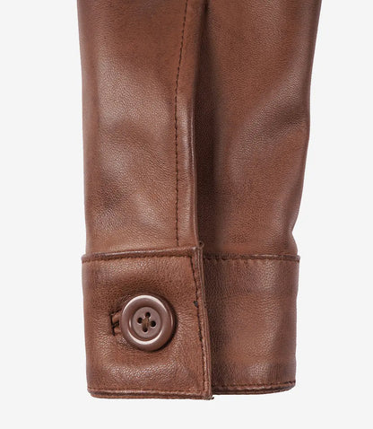 Womens Cropped Cognac Leather Jacket