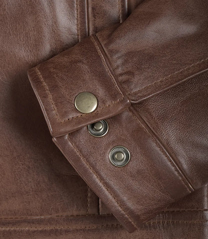 Reeves Men's Harrington Cognac Real Leather Jacket