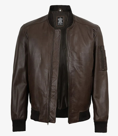 Men's Dark Brown Bomber Leather Flight Jacket