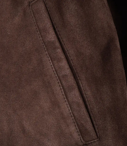 Men's Dark Brown Suede Bomber Jacket