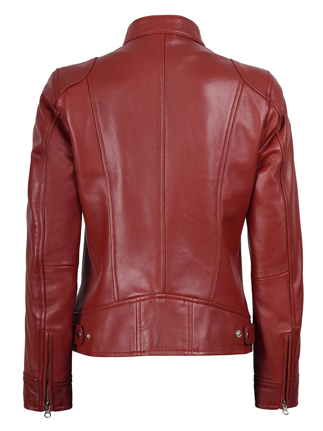 Dodge - Women's Red Leather Cafe Racer Jacket