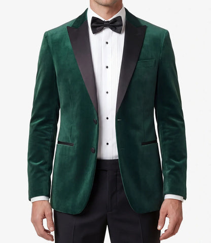 Mens Emerald Green Peak Lapel Velvet Tuxedo