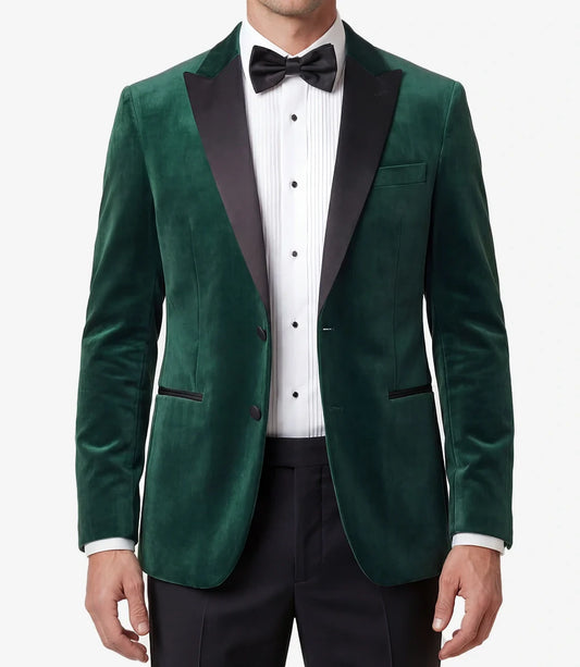 Mens Emerald Green Peak Lapel Velvet Tuxedo