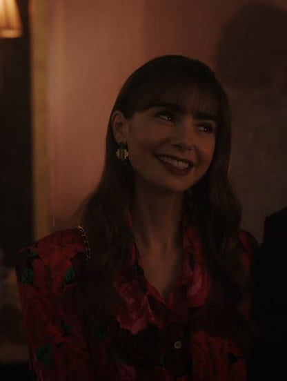Emily In Paris S03 Emily Cooper Red Rose Blazer
