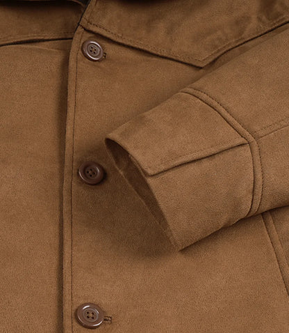Men's Light Brown Faux Suede Jacket with Western Detail