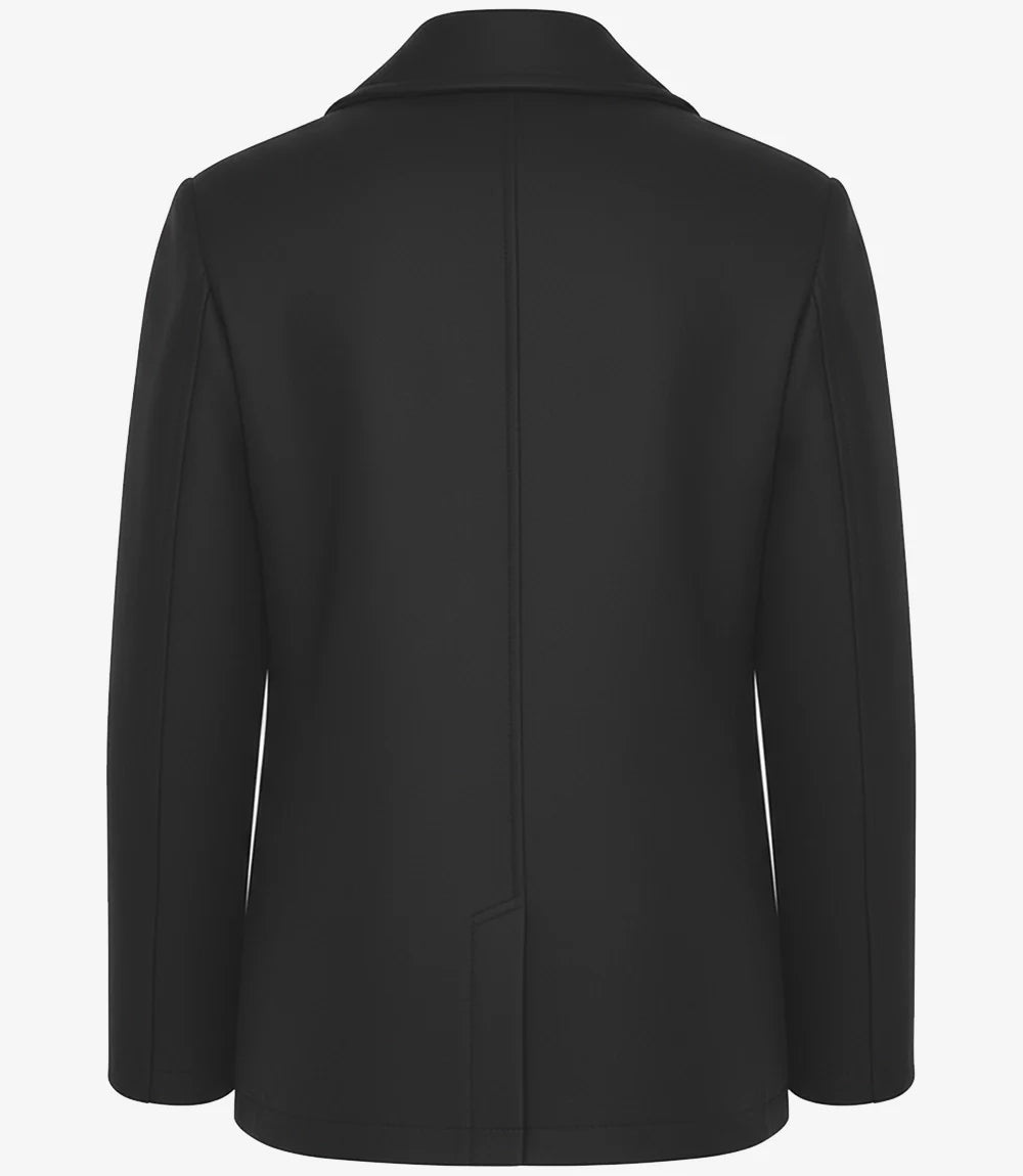 Gossett Men’s Black Double Breasted Wool Peacoat – Stylish Winter Coat