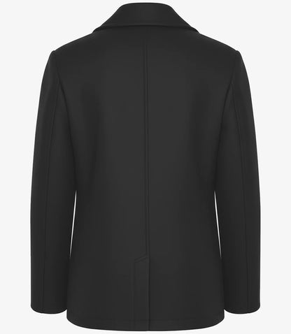 Gossett Men’s Black Double Breasted Wool Peacoat – Stylish Winter Coat