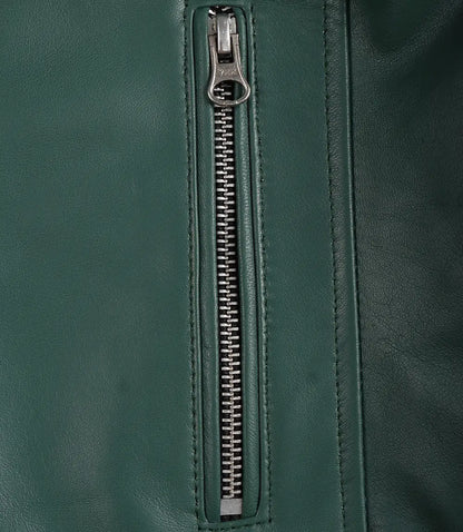 Womens Real Leather Green Biker Style Jacket