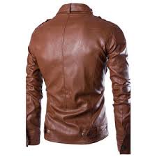 Mens Brown Biker Rider Leather Jacket With Zipper Closure & Snap | Brown Café Racer Leather Jacket Max Jackets