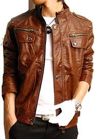 Mens Brown Biker Rider Leather Jacket With Zipper Closure & Snap | Brown Café Racer Leather Jacket Max Jackets