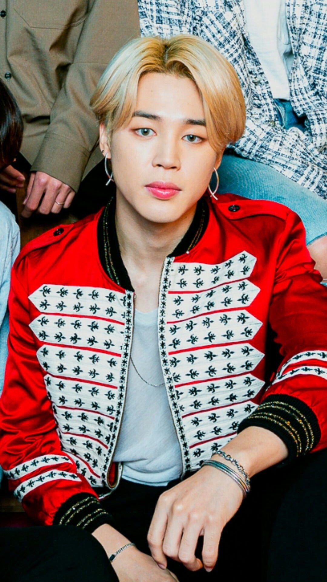 BTS Jimin in red bomber jackets is a sight to behold