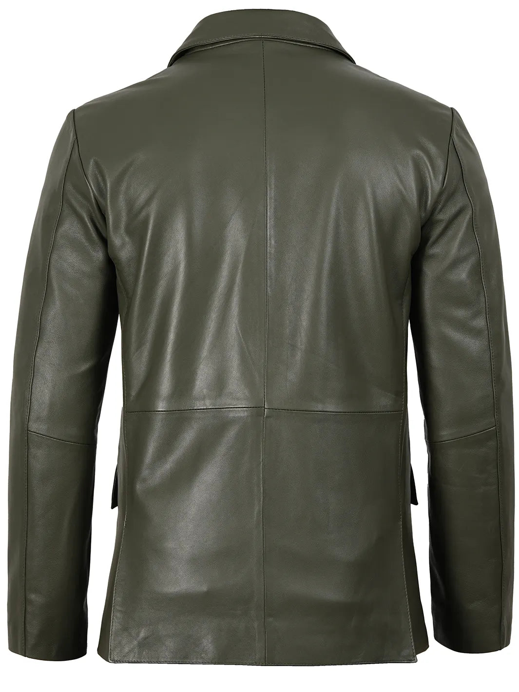 Men's Dark Green Leather Blazer