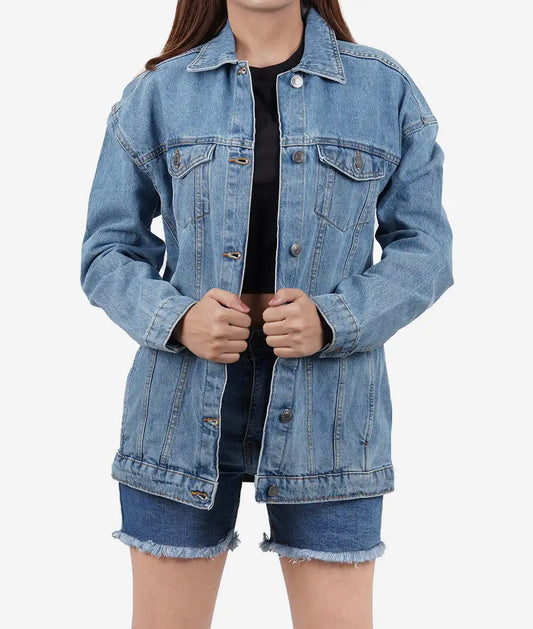 Womens Light Blue Oversized Denim Jacket Max Jackets