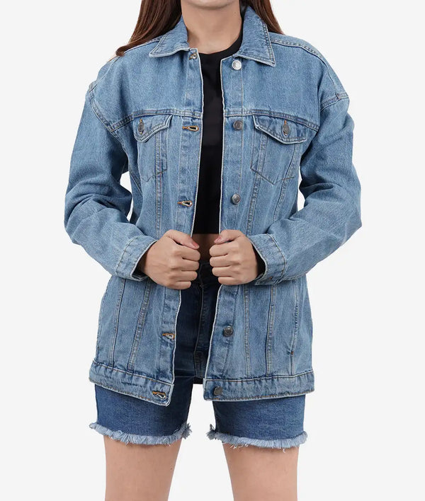 Womens Light Blue Oversized Denim Jacket Max Jackets
