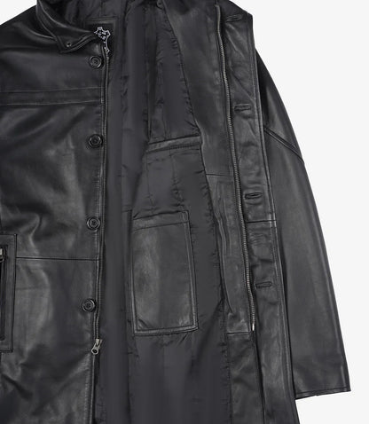 Men's Tall Black Leather Coat – 3/4 Length Coat