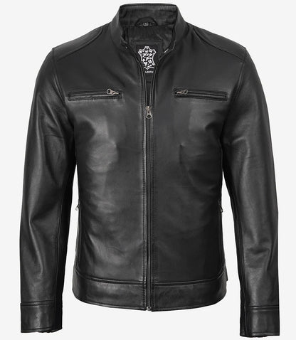 Men's Black Real Lambskin Leather Biker Style Jacket