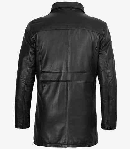 Bristol Mens Black Lambskin Leather Car Coat